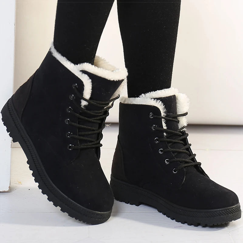 Bottes Femme Hiver Chaudes avec Fourrure